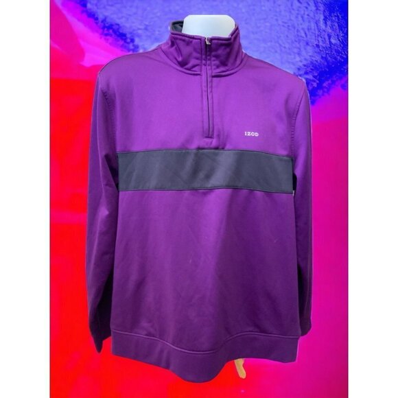Izod mens Performance Golf pullover partial zip long sleeve top Large - Picture 4 of 8